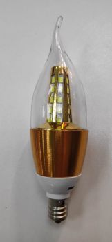 Лампа LED Е12 7W 4000K свеча, золото