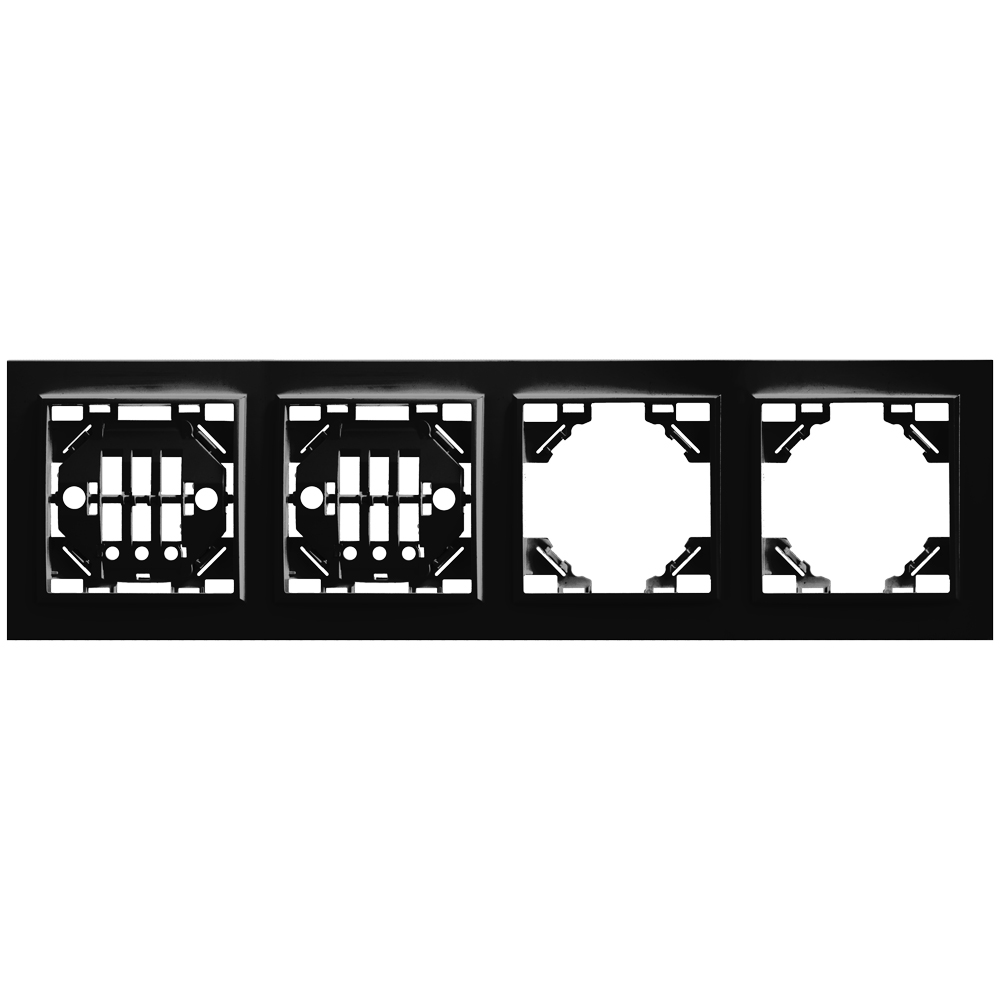 Рамка 4-местная горизонтальная STEKKER, PFR00-9004-03, серия Эрна, черный