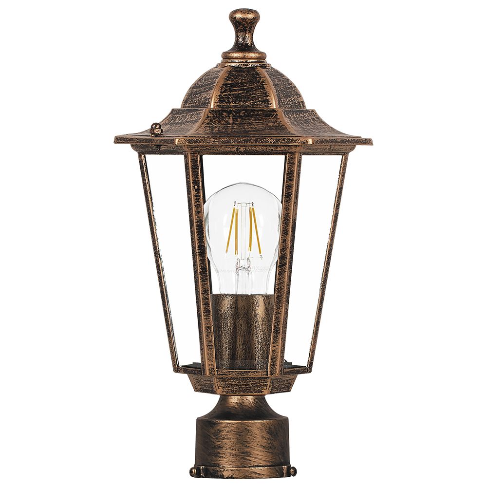Светильник садово-парковый Feron 6203/PL6203 шестигранный на столб 100W E27 230V, черное золото