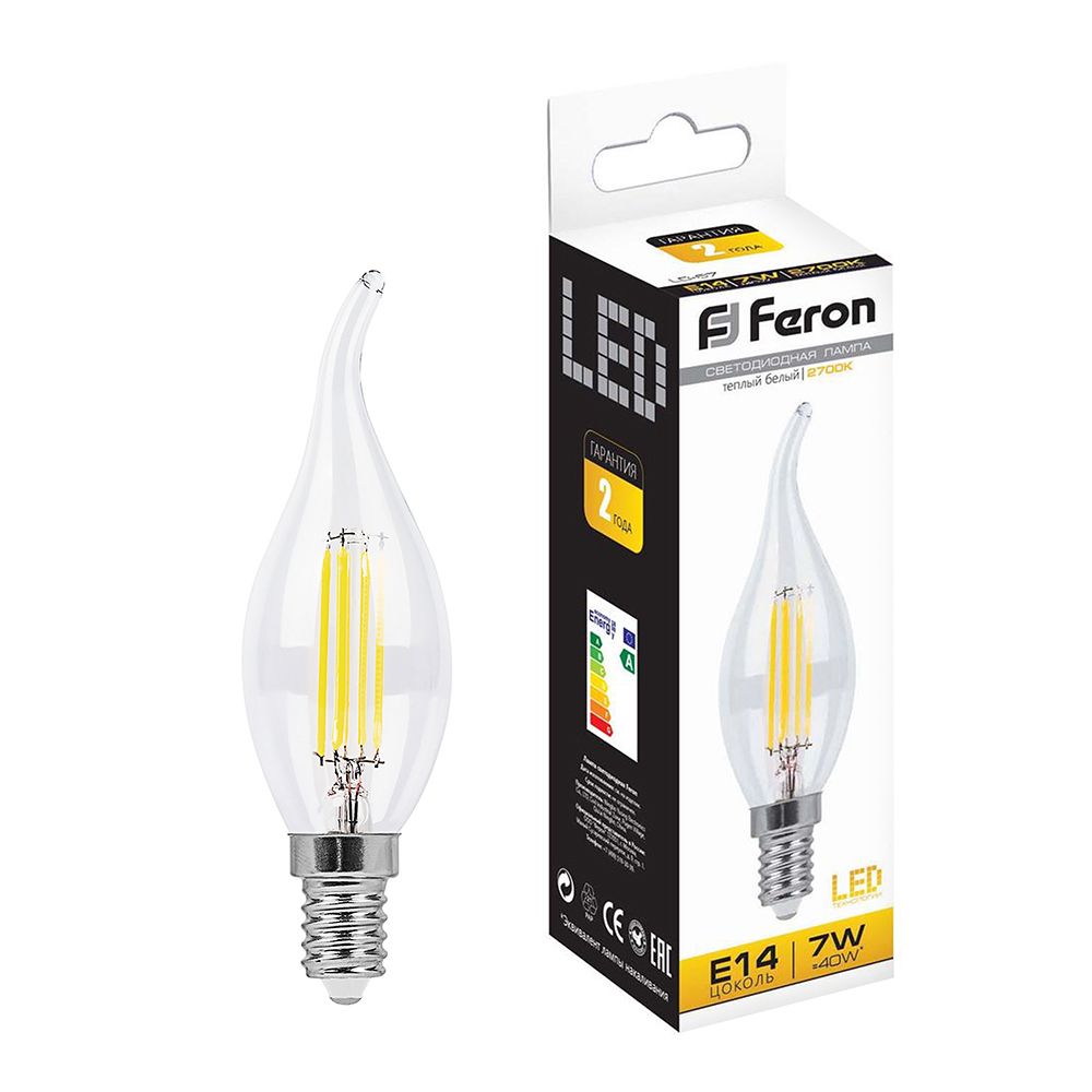 Лампа светодиодная Feron LB-67 Свеча на ветру  E14 7W 2700K