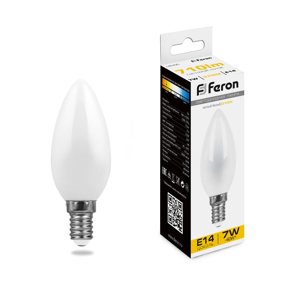 Лампа светодиодная Feron LB-570 Свеча E14 9W 4000K