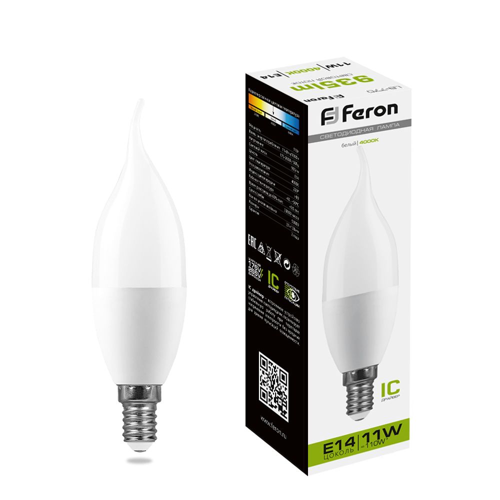 Лампа светодиодная Feron LB-770 Свеча на ветру E14 11W 4000K