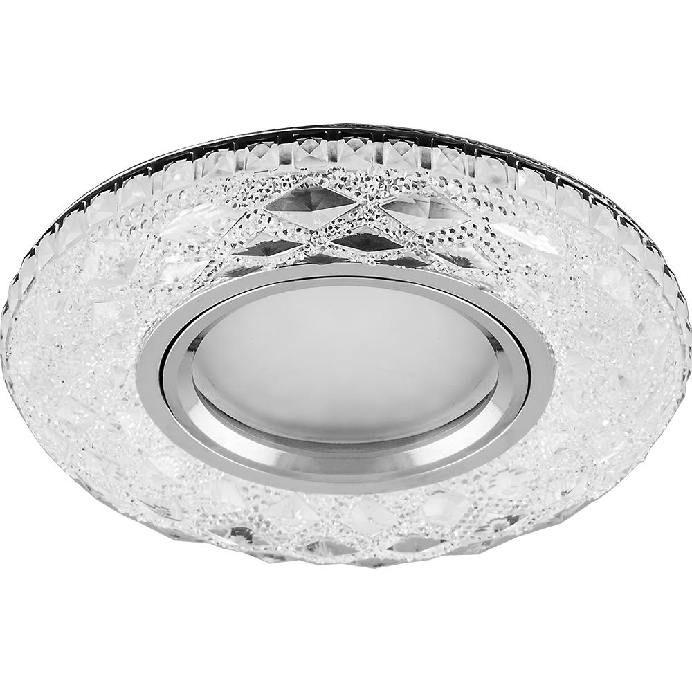 Светильник потолочный встраиваемый со светодиодной подсветкой 15LED*2835 SMD 4000K, MR16 50W G5.3, прозрачный, хром, CD879
