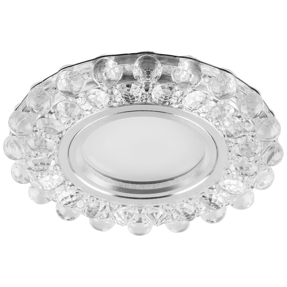 Светильник потолочный встраиваемый со светодиодной подсветкой 15LED*2835 SMD 4000K, MR16 50W G5.3, прозрачный, хром, CD909 с драйвером в комплекте