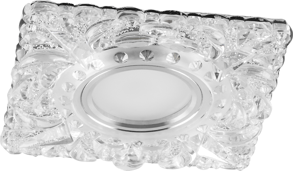 Светильник потолочный встраиваемый со светодиодной подсветкой 15LED*2835 SMD 4000K, MR16 50W G5.3, прозрачный, хром, CD920 с драйвером в комплекте