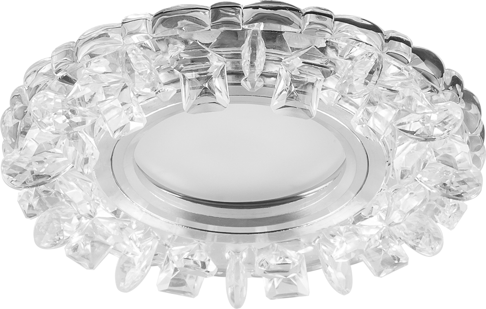 Светильник потолочный встраиваемый со светодиодной подсветкой 15LED*2835 SMD 4000K, MR16 50W G5.3, прозрачный, хром, CD927 с драйвером в комплекте
