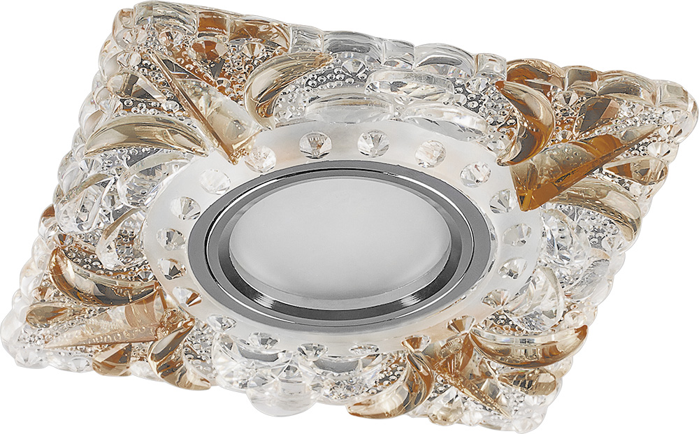 Светильник потолочный встраиваемый со светодиодной подсветкой 15LED*2835 SMD 4000K, MR16 50W G5.3, прозрачный-коричневый, хром, CD920 с драйвером в комплекте