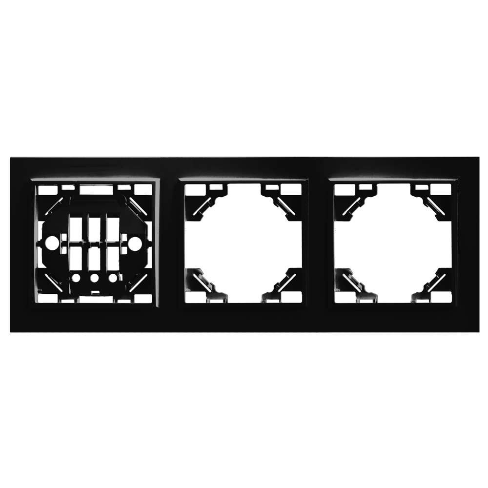 Рамка 3-местная горизонтальная STEKKER, PFR00-9003-03, серия Эрна, черный
