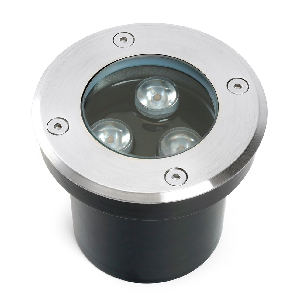 Светодиодный светильник тротуарный (грунтовый) Feron SP2801, 3W, AC 12-24V, низковольтный, 4000К, черный,100*H80mm, вн.диаметр: 70mm, IP67