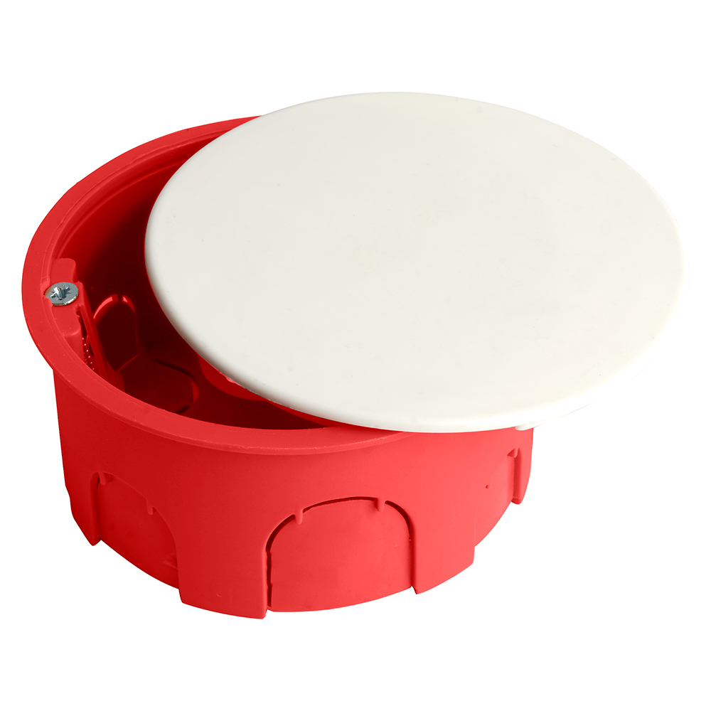 Коробка монтажная для полых стен, с пластиковыми зажимами, с крышкой, D80*40мм STEKKER EBX30-02-1-20-80, красный
