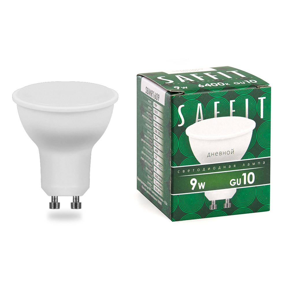 Лампа светодиодная SAFFIT SBMR1609 MR16 GU10 9W 6400K