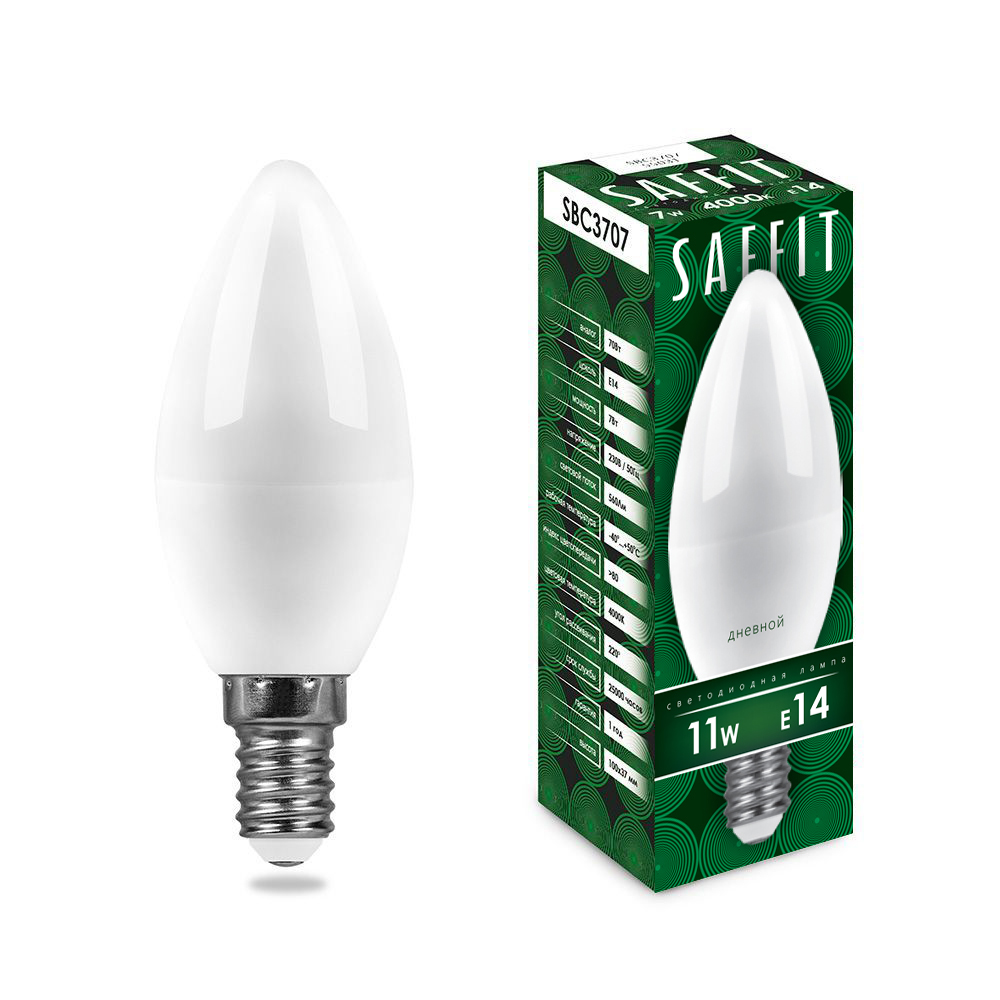 Лампа светодиодная SAFFIT SBC3711 Свеча E14 11W 6400K