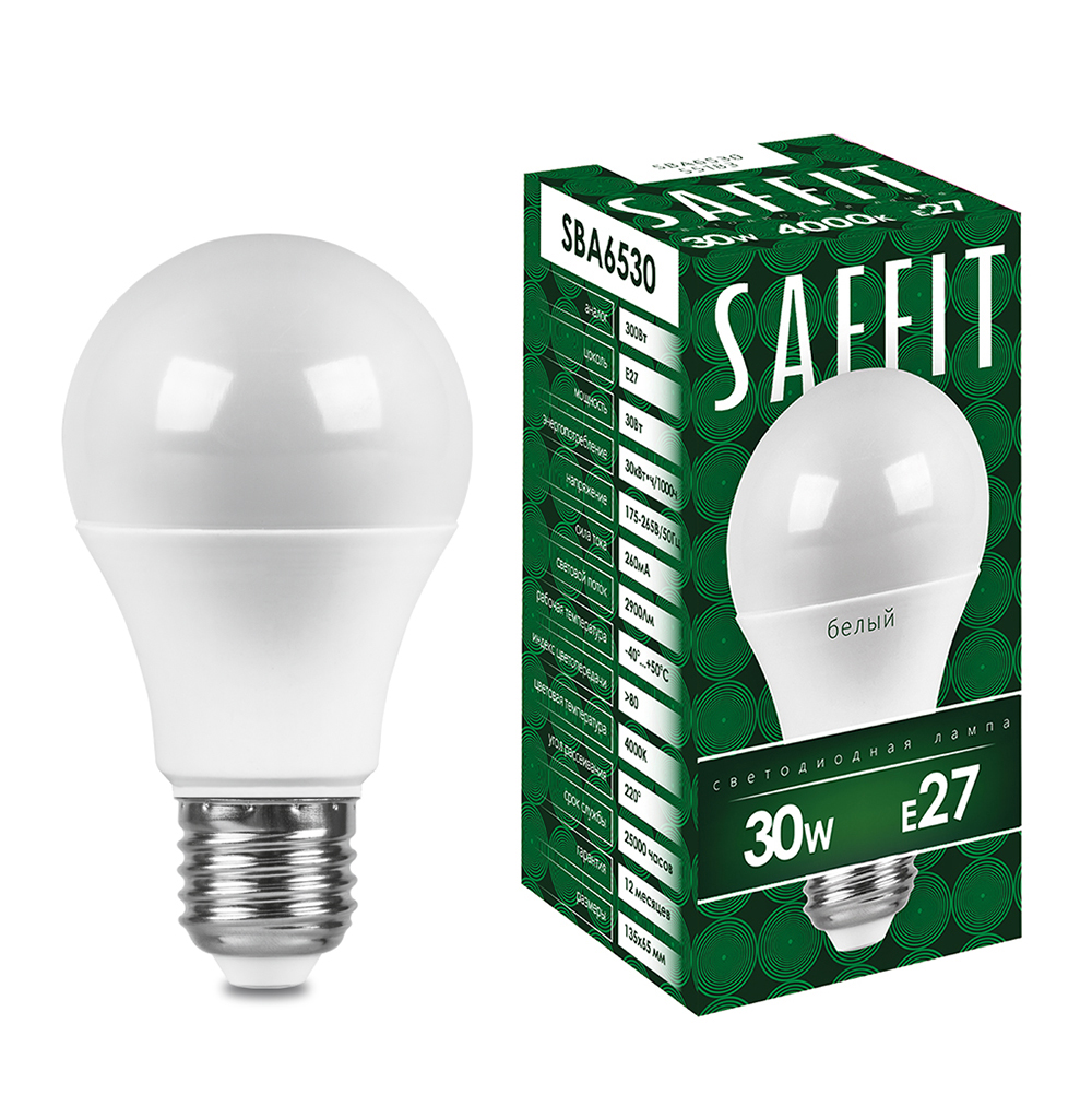 Лампа светодиодная SAFFIT SBA6530 Шар E27 30W 4000K