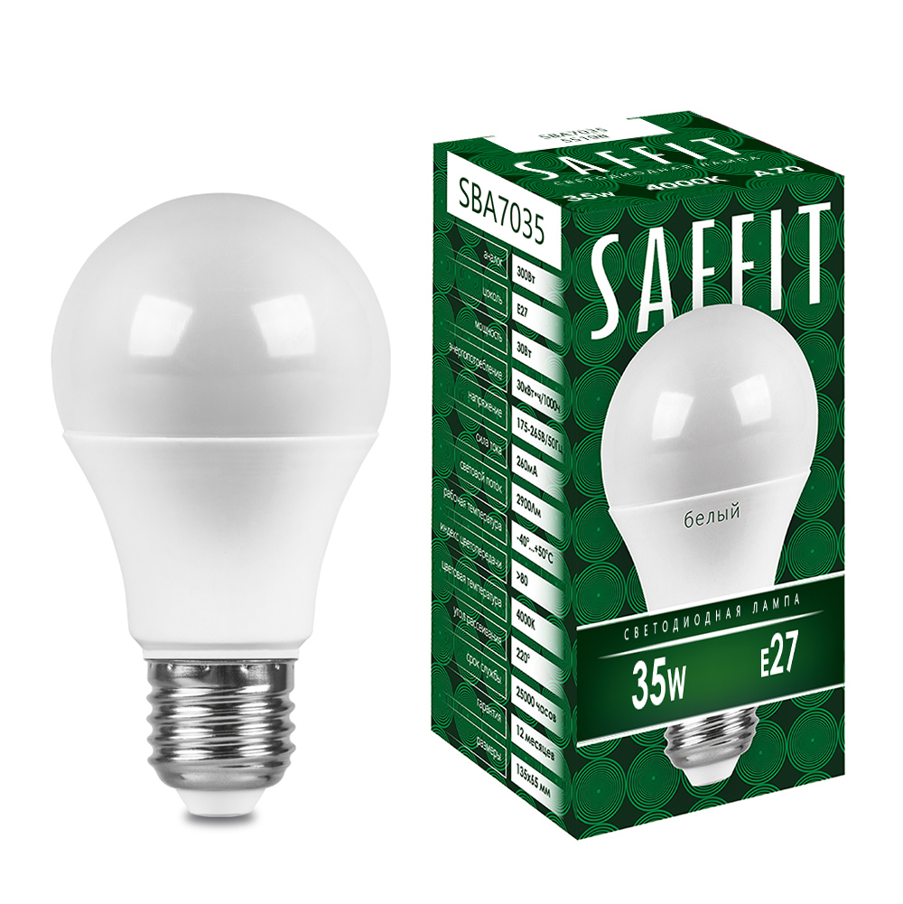Лампа светодиодная SAFFIT SBA7035 Шар E27 35W 4000K