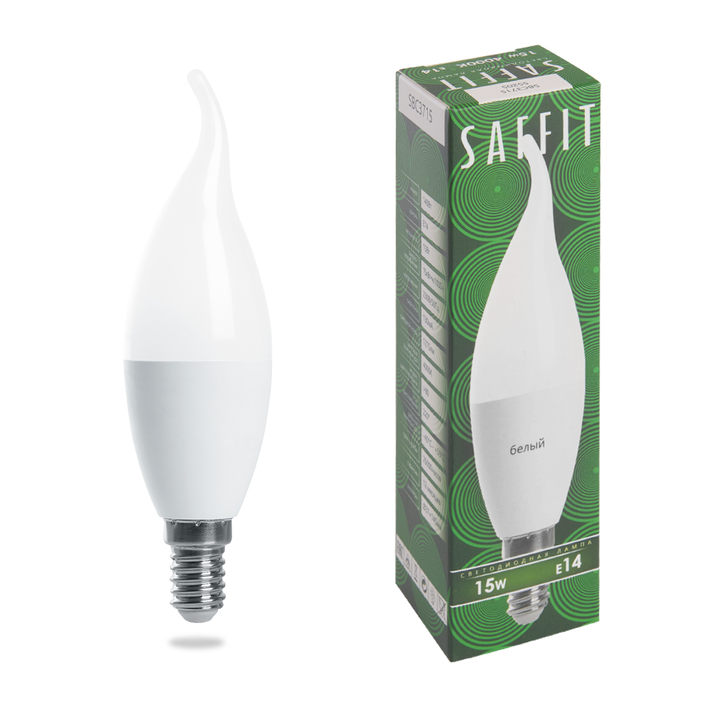 Лампа светодиодная SAFFIT SBC3715 Свеча на ветру E14 15W 4000K