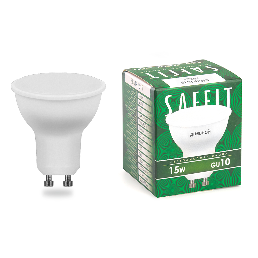 Лампа светодиодная SAFFIT SBMR1615 MR16 GU10 15W 6400K